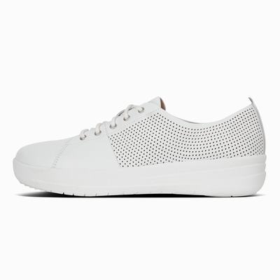 Fitflop Women's F-SPORTY Leather Scoop-Cut Perf Sneakers - White, YN7390516